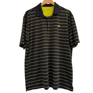 Masters Tech Augusta National Black Striped Golf Polo Large